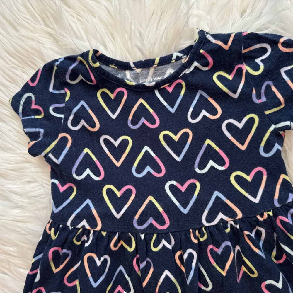 Jumping Beans Baby Girl Heart Patterned Dress Size 18 Months Gently used - Picture 2 of 5